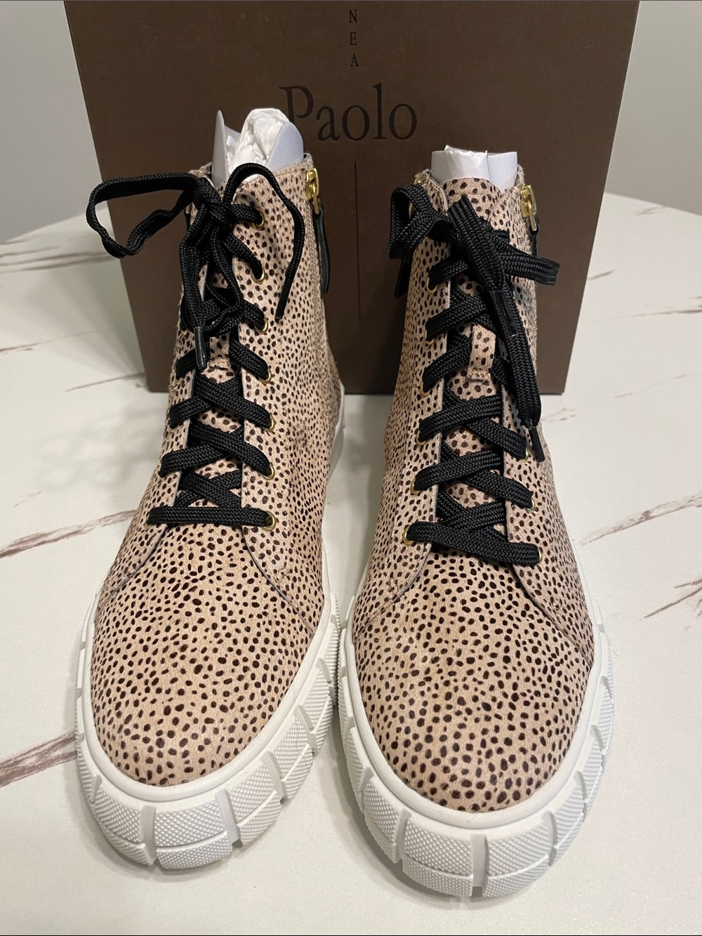 PAOLO Gio 2 Real Leather animal hair Boots New in Box Sz 9M
